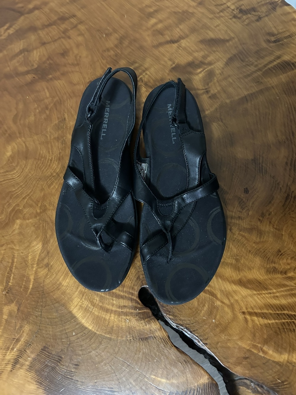 Merrell Savannah Black Leather Y2K Gorpcore Sandals 7